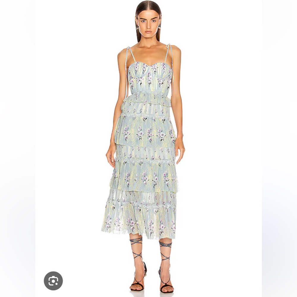 Self-Portrait tiered floral-print chiffon midi dress NWT